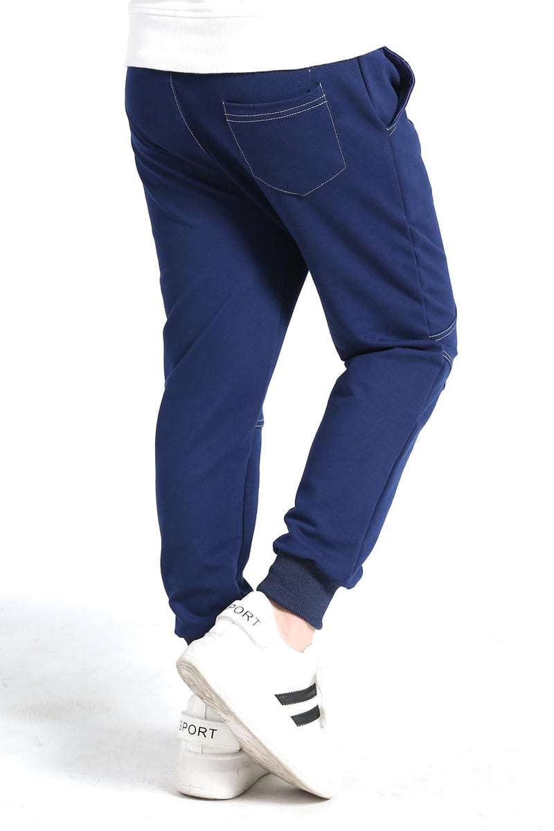 BINPAW Kids Cotton Pull On Sports Basic Outdoor Jogger Sweat Pants with Pockets for Little Boys & Big Boys, Navy, Age 8T-9T (8-9 Years) = Tag 140 - Image 1